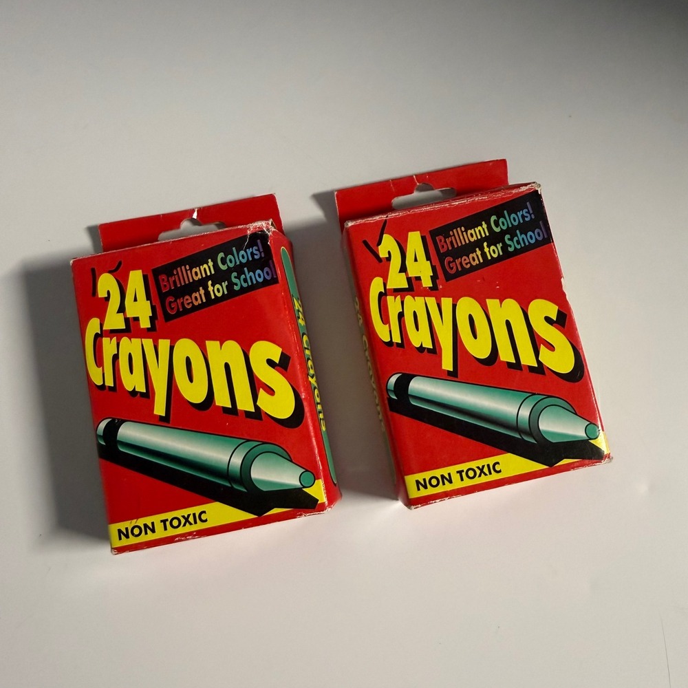 RARE Vintage Family Dollar 24 Crayons Brilliant Colors Non Toxic 2 Boxes 1302913